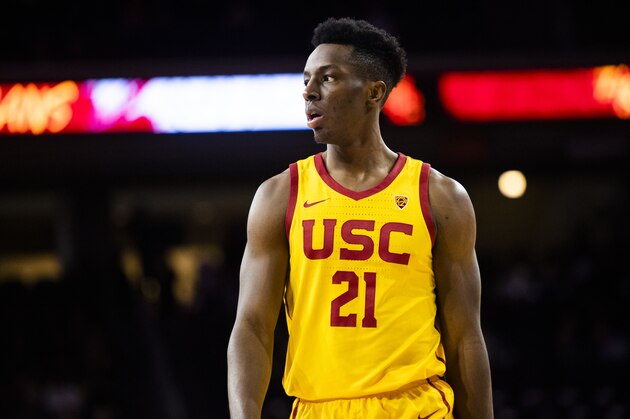 Southern California forward Onyeka Okongwu in an NCAA college basketball game against Utah Thursday, Jan. 30, 2020 in Los Angeles. (AP Photo/Kyusung Gong)