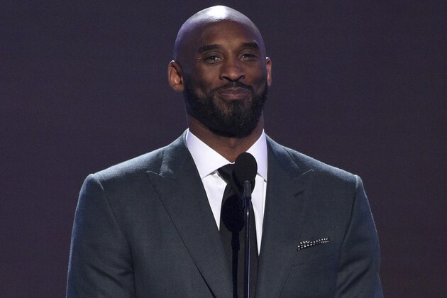 Kobe Bryant present the Arthur Ashe award for courage at the ESPY Awards on Wednesday, July 10, 2019, at the Microsoft Theater in Los Angeles. (Photo by Chris Pizzello/Invision/AP)