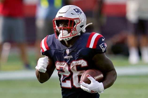 New England Patriots running back Sony Michel carries the ball in the second half of an NFL football game against the Las Vegas Raiders, Sunday, Sept. 27, 2020, in Foxborough, Mass. (AP Photo/Charles Krupa)