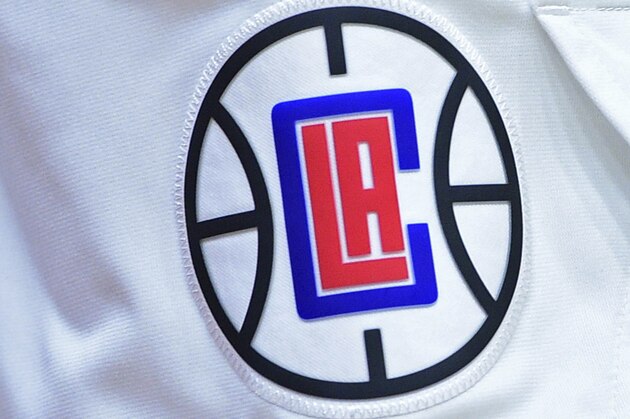 The Los Angeles Clippers logo on display in the first half of an NBA basketball game between the Cleveland Cavaliers and Los Angeles Clippers, Friday, March 22, 2019, in Cleveland. The Clippers won 110-108. (AP Photo/David Dermer)