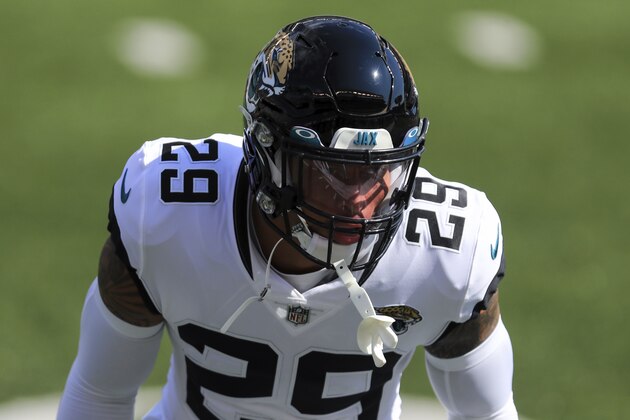 Jacksonville Jaguars strong safety Josh Jones (29) during an NFL football game against the Cincinnati Bengals in Cincinnati, Sunday, Oct. 4, 2020. Cincinnati won 33-25. (AP Photo/Aaron Doster)