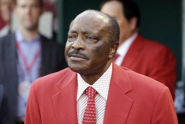 Joe Morgan before the MLB All-Star baseball game, Tuesday, July 14, 2015, in Cincinnati. (AP Photo/John Minchillo)