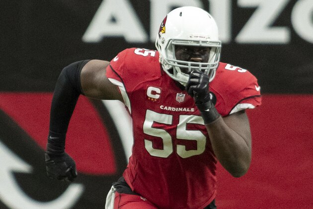 Arizona Cardinals linebacker Chandler Jones (55) in action against the Detroit Lions during an NFL football game, Sunday, Sept. 27, 2020, in Glendale, Ariz. The Lions won 26-23. (AP Photo/Jennifer Stewart)