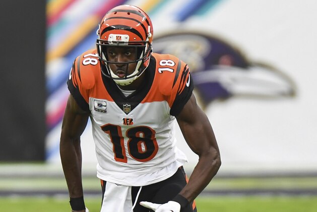 Cincinnati Bengals wide receiver A.J. Green (18) runs a route during the first half of an NFL football game against the Baltimore Ravens, Sunday, Oct. 11, 2020, in Baltimore. (AP Photo/Terrance Williams)