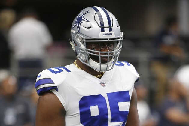 Dallas Cowboys' David Irving (95) warms up before an NFL football game against the Green Bay Packers on Sunday, Oct. 8, 2017, in Arlington, Texas. (AP Photo/Ron Jenkins) Dallas Cowboys' David Irving (95) warms up before an NFL football game against the Green Bay Packers on Sunday, Oct. 8, 2017, in Arlington, Texas. (AP Photo/Ron Jenkins)