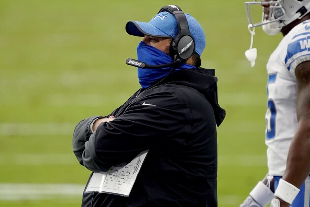 Detroit Lions head coach Matt Patricia during the first half of an NFL football game against the Arizona Cardinals, Sunday, Sept. 27, 2020, in Glendale, Ariz. (AP Photo/Rick Scuteri)