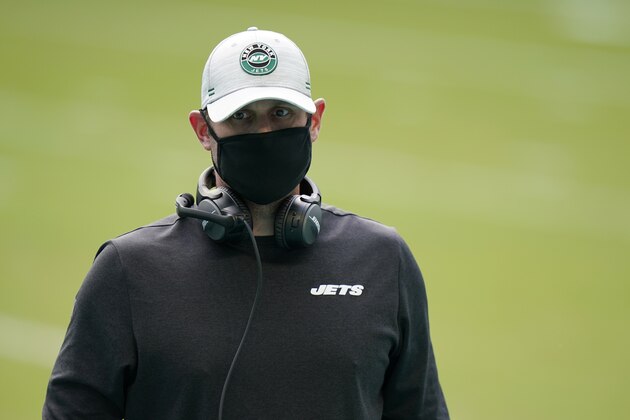 New York Jets head coach Adam Gase walks on the field before an NFL football game against the Miami Dolphins, Sunday, Oct. 18, 2020, in Miami Gardens, Fla. (AP Photo/Lynne Sladky) New York Jets head coach Adam Gase walks on the field before an NFL football game against the Miami Dolphins, Sunday, Oct. 18, 2020, in Miami Gardens, Fla. (AP Photo/Lynne Sladky)