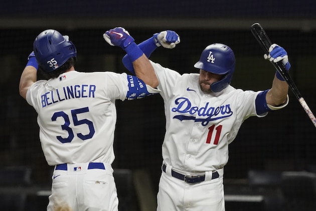 during the == inning in Game 7 of a baseball National League Championship Series Sunday, Oct. 18, 2020, in Arlington, Texas. (AP Photo/Tony Gutierrez)