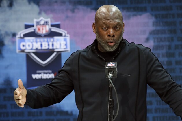 FILE - In this Feb. 25, 2020, file photo, Los Angeles Chargers head coach Anthony Lynn speaks during a press conference at the NFL football scouting combine in Indianapolis. The 2020 NFL Draft is April 23-25. (AP Photo/Charlie Neibergall, File)