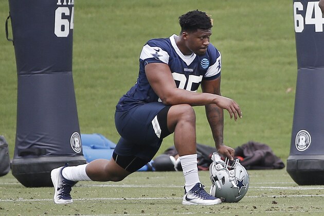 Dallas Cowboys defensive tackle David Irving (95) stretches during practice at the NFL football team's training camp in Frisco, Texas, Tuesday, June 12, 2018. (AP Photo/Brandon Wade) Dallas Cowboys defensive tackle David Irving (95) stretches during practice at the NFL football team's training camp in Frisco, Texas, Tuesday, June 12, 2018. (AP Photo/Brandon Wade)