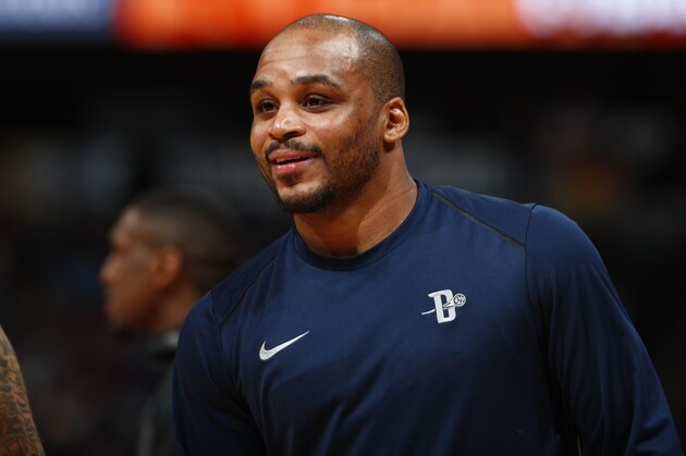 Detroit Pistons guard Jameer Nelson (41) in the second half of an NBA basketball game Thursday, March 15, 2018, in Denver. The Nuggets won 120-113. (AP Photo/David Zalubowski)