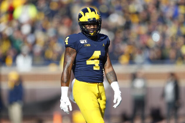 Michigan wide receiver Nico Collins plays against Michigan State in the first half of an NCAA college football game in Ann Arbor, Mich., Saturday, Nov. 16, 2019. (AP Photo/Paul Sancya) Michigan wide receiver Nico Collins plays against Michigan State in the first half of an NCAA college football game in Ann Arbor, Mich., Saturday, Nov. 16, 2019. (AP Photo/Paul Sancya)