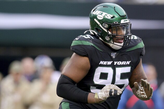 New York Jets defensive tackle Quinnen Williams (95) in action against the New York Giants during an NFL football game on Sunday, Nov. 10, 2019, in East Rutherford, N.J. (Brad Penner/AP Images for Panini) New York Jets defensive tackle Quinnen Williams (95) in action against the New York Giants during an NFL football game on Sunday, Nov. 10, 2019, in East Rutherford, N.J. (Brad Penner/AP Images for Panini)