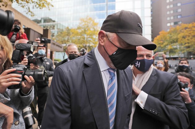 Boris Becker leaves Southwark Crown Court in London, Thursday, Oct. 22, 2020. German tennis star Boris Becker is charged with 19 offences of failing to disclose money and property as part of bankruptcy proceedings. (AP Photo/Frank Augstein)