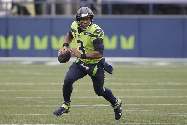 Seattle Seahawks quarterback Russell Wilson in action against the Minnesota Vikings during the first half of an NFL football game, Sunday, Oct. 11, 2020, in Seattle. (AP Photo/Ted S. Warren)