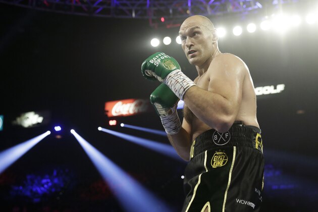 Tyson Fury, of England, fights Deontay Wilder, not pictured, during a WBC heavyweight championship boxing match Saturday, Feb. 22, 2020, in Las Vegas. (AP Photo/Isaac Brekken) Tyson Fury, of England, fights Deontay Wilder, not pictured, during a WBC heavyweight championship boxing match Saturday, Feb. 22, 2020, in Las Vegas. (AP Photo/Isaac Brekken)