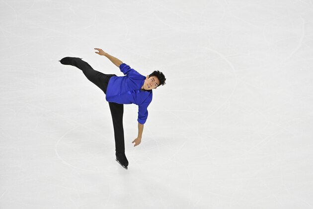 Nathan Chen of the United States competes during men's free skating program in the International Skating Union Grand Prix of Figure Skating Series Saturday, Oct. 24, 2020, in Las Vegas. (AP Photo/David Becker)