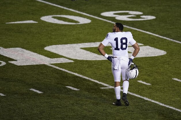 Penn State's Shaka Toney leaves the field after Indiana defeated Penn State in overtime of an NCAA college football game, Saturday, Oct. 24, 2020, in Bloomington, Ind. (AP Photo/Darron Cummings) Penn State's Shaka Toney leaves the field after Indiana defeated Penn State in overtime of an NCAA college football game, Saturday, Oct. 24, 2020, in Bloomington, Ind. (AP Photo/Darron Cummings)