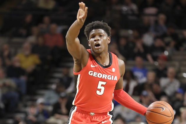 Georgia guard Anthony Edwards plays against Vanderbilt in the first half of an NCAA college basketball game Saturday, Feb. 22, 2020, in Nashville, Tenn. (AP Photo/Mark Humphrey) Georgia guard Anthony Edwards plays against Vanderbilt in the first half of an NCAA college basketball game Saturday, Feb. 22, 2020, in Nashville, Tenn. (AP Photo/Mark Humphrey)