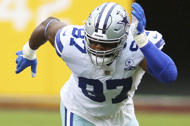 Dallas Cowboys defensive end Everson Griffen (97) in action during an NFL football game against the Washington Football Team, Sunday, Oct. 25, 2020 in Landover, Md. (AP Photo/Daniel Kucin Jr.)