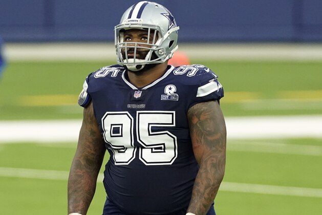 Dallas Cowboys defensive tackle Dontari Poe (95) during the first half of an NFL football game against the Los Angeles Rams Sunday, Sept. 13, 2020, in Inglewood, Calif. (AP Photo/Ashley Landis ) Dallas Cowboys defensive tackle Dontari Poe (95) during the first half of an NFL football game against the Los Angeles Rams Sunday, Sept. 13, 2020, in Inglewood, Calif. (AP Photo/Ashley Landis )