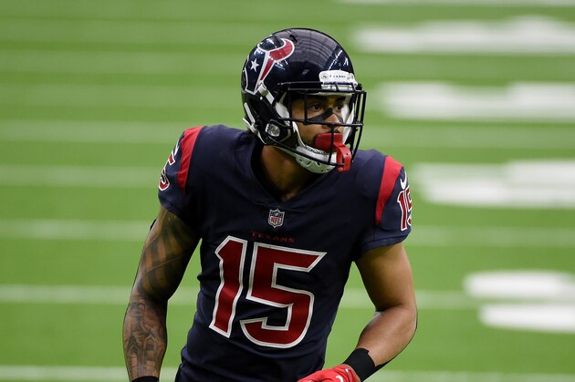 Houston Texans wide receiver Will Fuller V takes up his position during the second half of an NFL football game against the Green Bay Packers Sunday, Oct. 25, 2020, in Houston. (AP Photo/Eric Christian Smith)