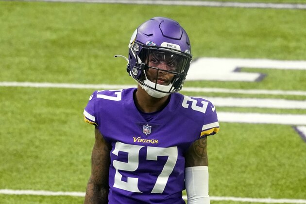 Minnesota Vikings cornerback Cameron Dantzler (27) defends during an NFL football game against the Atlanta Falcons, Sunday, Oct. 18, 2020, in Minneapolis. (AP Photo/Jim Mone) Minnesota Vikings cornerback Cameron Dantzler (27) defends during an NFL football game against the Atlanta Falcons, Sunday, Oct. 18, 2020, in Minneapolis. (AP Photo/Jim Mone)