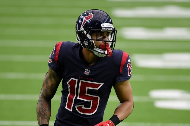 Houston Texans wide receiver Will Fuller V takes up his position during the second half of an NFL football game against the Green Bay Packers Sunday, Oct. 25, 2020, in Houston. (AP Photo/Eric Christian Smith)