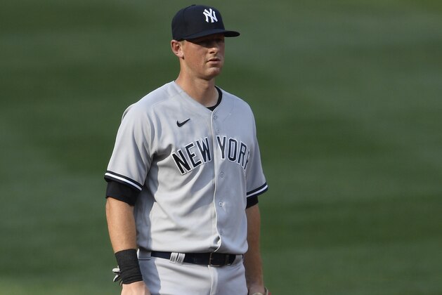 New York Yankees' DJ LeMahieu stands on the field during the first baseball game of a doubleheader against the Baltimore Orioles, Friday, Sept. 4, 2020, in Baltimore. (AP Photo/Nick Wass) New York Yankees' DJ LeMahieu stands on the field during the first baseball game of a doubleheader against the Baltimore Orioles, Friday, Sept. 4, 2020, in Baltimore. (AP Photo/Nick Wass)