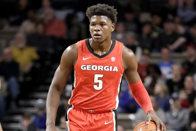 Georgia guard Anthony Edwards plays against Vanderbilt in the first half of an NCAA college basketball game Saturday, Feb. 22, 2020, in Nashville, Tenn. (AP Photo/Mark Humphrey)