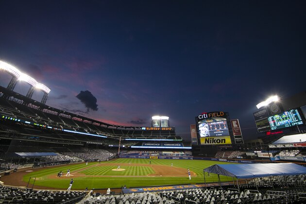 The Washington Nationals play the New York Mets during the third inning of a baseball game at Citi Field Wednesday, Aug. 12, 2020, in New York. (AP Photo/Frank Franklin II)