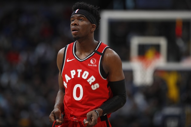 Toronto Raptors guard Terence Davis (0) in the first half of an NBA basketball game Sunday, March 1, 2020. (AP Photo/David Zalubowski) Toronto Raptors guard Terence Davis (0) in the first half of an NBA basketball game Sunday, March 1, 2020. (AP Photo/David Zalubowski)