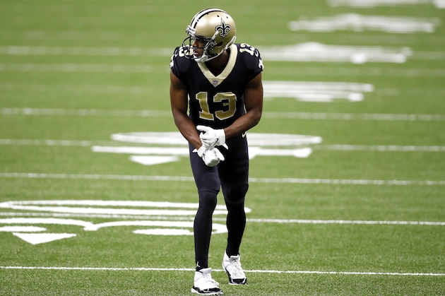 New Orleans Saints wide receiver Michael Thomas (13) during an NFL football game against the Tampa Bay Buccaneers, Sunday, Sept. 13, 2020, in New Orleans. (AP Photo/Tyler Kaufman)