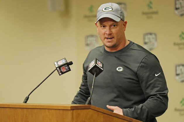 Green Bay Packers' offensive coordinator Nathaniel Hackett addresses the media during a press conference Monday, Feb. 18, 2019, in Green Bay, Wis. (AP Photo/Matt Ludtke)