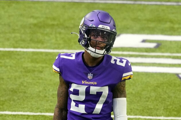 Minnesota Vikings cornerback Cameron Dantzler (27) defends during an NFL football game against the Atlanta Falcons, Sunday, Oct. 18, 2020, in Minneapolis. (AP Photo/Jim Mone)