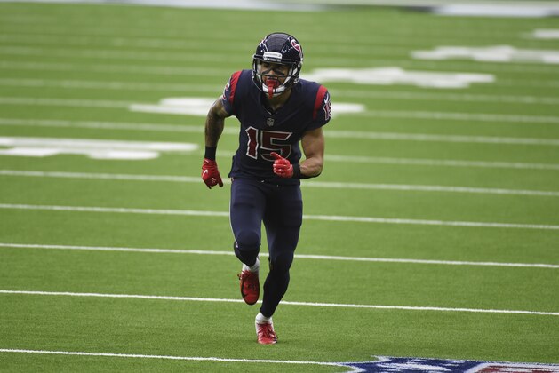 Houston Texans wide receiver Will Fuller V runs up field during the second half of an NFL football game against the Green Bay Packers Sunday, Oct. 25, 2020, in Houston. (AP Photo/Eric Christian Smith)
