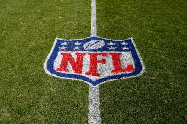 NFL logo on the field at the Bank of American Stadium before an NFL football game between the Tampa Bay Buccaneers and the Carolina Panthers in Charlotte, N.C., Sunday, Nov. 4, 2018. (AP Photo/Nell Redmond) NFL logo on the field at the Bank of American Stadium before an NFL football game between the Tampa Bay Buccaneers and the Carolina Panthers in Charlotte, N.C., Sunday, Nov. 4, 2018. (AP Photo/Nell Redmond)