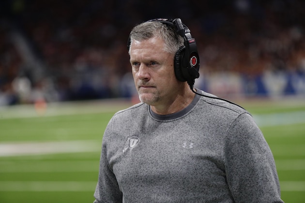 Utah head coach Kyle Whittingham during the first half of the Alamo Bowl NCAA college football game against Texas in San Antonio, Tuesday, Dec. 31, 2019. (AP Photo/Eric Gay)