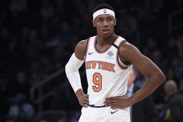 New York Knicks guard RJ Barrett reacts in the first half of an NBA basketball game against the Oklahoma City Thunder, Friday, March 6, 2020, at Madison Square Garden in New York. (AP Photo/Mary Altaffer) New York Knicks guard RJ Barrett reacts in the first half of an NBA basketball game against the Oklahoma City Thunder, Friday, March 6, 2020, at Madison Square Garden in New York. (AP Photo/Mary Altaffer)