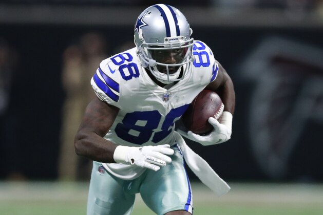 Dallas Cowboys wide receiver Dez Bryant (88) runs with the ball after a catch against the Atlanta Falcons during an NFL football game, Sunday, November 12, 2017, in Atlanta. The Falcons won 27-7. (Jeff Haynes/AP Images for Panini)