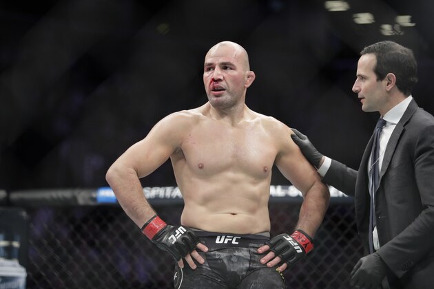 Glover Teixeira after a light heavyweight mixed martial arts bout against Karl Roberson at UFC Fight Night Saturday, Jan. 19, 2019, in New York. Texeira stopped Roberson in the first round. (AP Photo/Frank Franklin II)