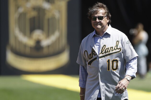 Former Oakland Athletics manager Tony La Russa is introduced before a baseball game between the Athletics and the San Francisco Giants in Oakland, Calif., Sunday, Aug. 25, 2019. (AP Photo/Jeff Chiu)