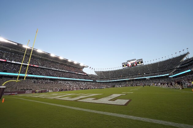 A limited number of fans watch Texas A&M play Vanderbilt at Kyle Field during an NCAA college football game Saturday, Sept. 26, 2020, in College Station, Texas. (AP Photo/David J. Phillip)