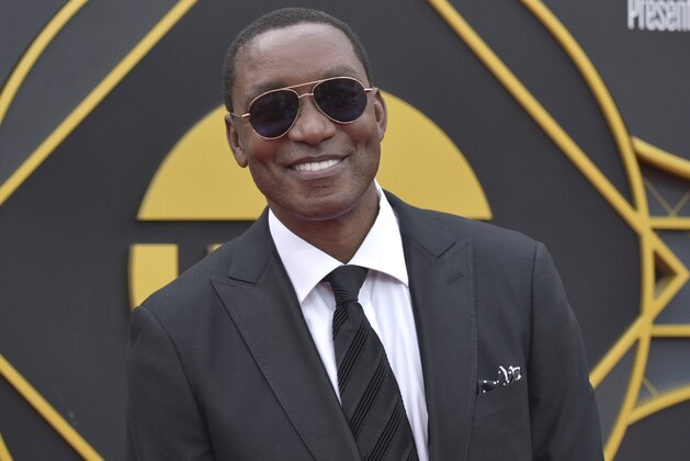 Isiah Thomas arrives at the NBA Awards on Monday, June 24, 2019, at the Barker Hangar in Santa Monica, Calif. (Photo by Richard Shotwell/Invision/AP)