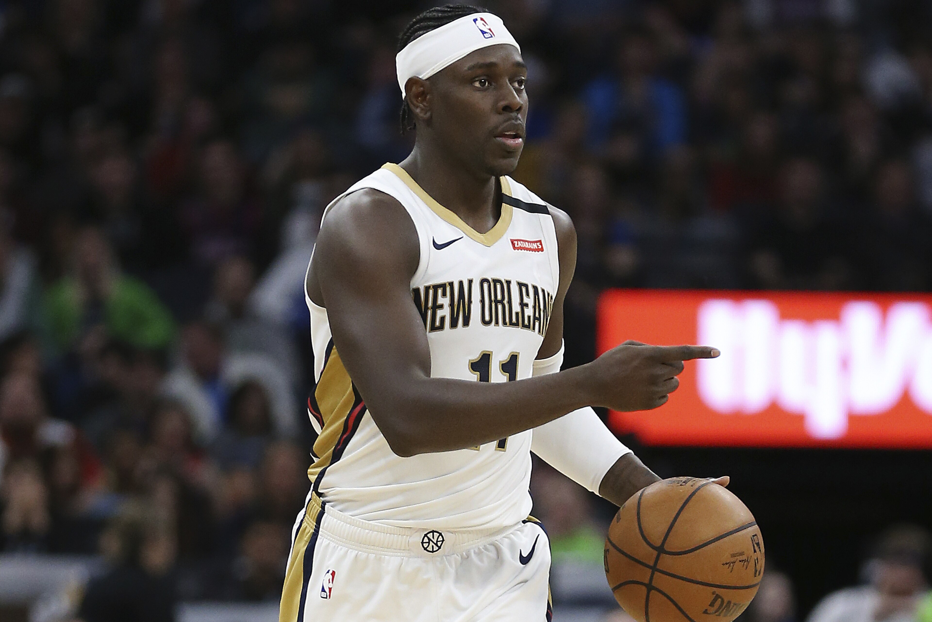New Orleans Pelicans' Jrue Holiday in the second half of an NBA basketball game against the Minnesota Timberwolves, Sunday, March 8, 2020, in Minneapolis. The Pelicans won 120-107. (AP Photo/Stacy Bengs) New Orleans Pelicans' Jrue Holiday in the second half of an NBA basketball game against the Minnesota Timberwolves, Sunday, March 8, 2020, in Minneapolis. The Pelicans won 120-107. (AP Photo/Stacy Bengs)