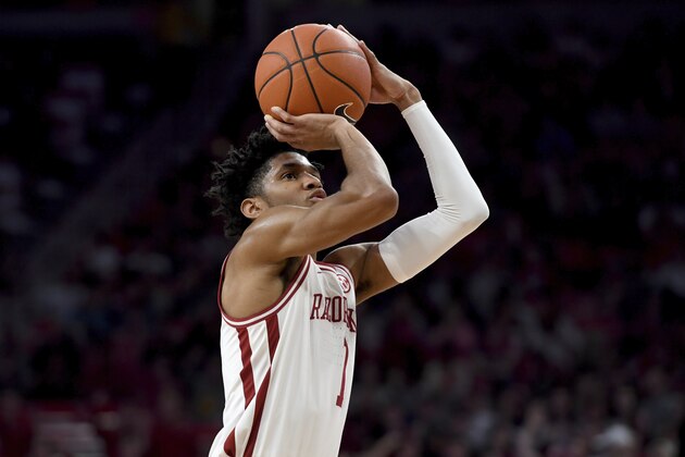 Arkansas guard Isaiah JoeÂ (1) against LSU during the first half of an NCAA college basketball game Wednesday, March 4, 2020, in Fayetteville, Ark. (AP Photo/Michael Woods)