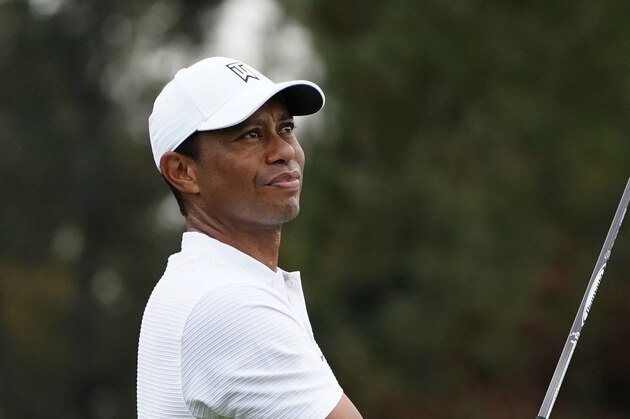 Tiger Woods during a practice round for the Masters golf tournament Wednesday, Nov. 11, 2020, in Augusta, Ga. (AP Photo/Matt Slocum)