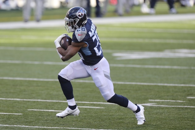 Tennessee Titans running back Jeremy McNichols plays against the Cincinnati Bengals during an NFL football game Sunday, Nov. 1, 2020, in Cincinnati. (AP Photo/Jay LaPrete)