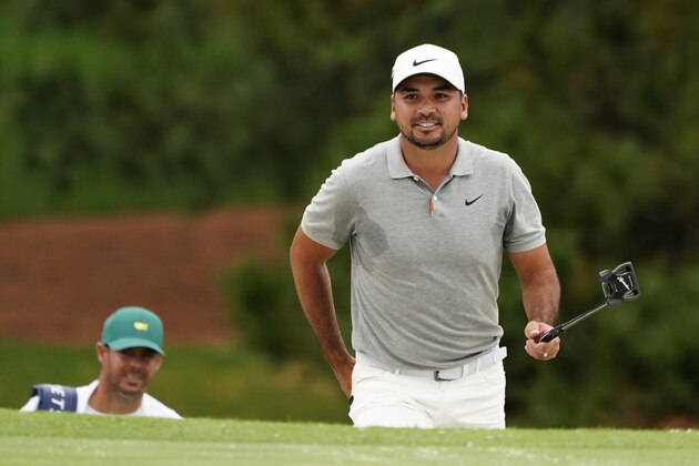 Jason Day, of Australia, walks up the seventh green during the first round of the Masters golf tournament Thursday, Nov. 12, 2020, in Augusta, Ga. (AP Photo/Matt Slocum)