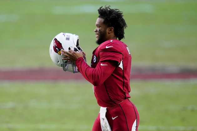 Arizona Cardinals quarterback Kyler Murray (1) takes the field during the second half of an NFL football game against the Buffalo Bills, Sunday, Nov. 15, 2020, in Glendale, Ariz. (AP Photo/Ross D. Franklin)